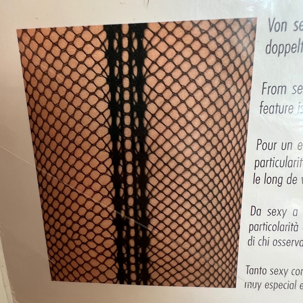 Wolford Estelle Fishnet Tights Black Double Back Seam Small NIB Made in Austria - Picture 6 of 6